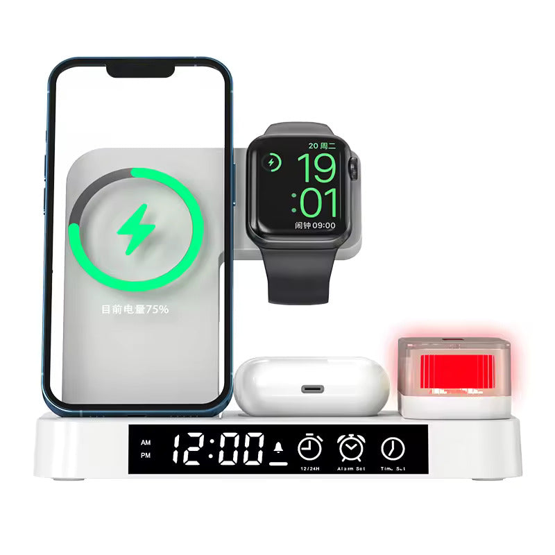 OmniSync Station™ 5-in-1 Wireless Charger with Clock + Alarm
